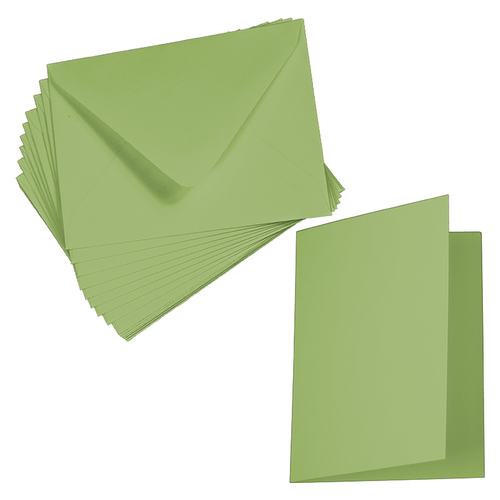 Cards with Envelopes, Olive Green Matt, A7 Folded LCI Paper