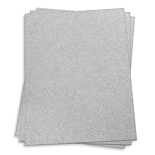 Glitter Cardstock Silver 8 1/2 x 11 81# Cover Sheets Bulk Pack of 10