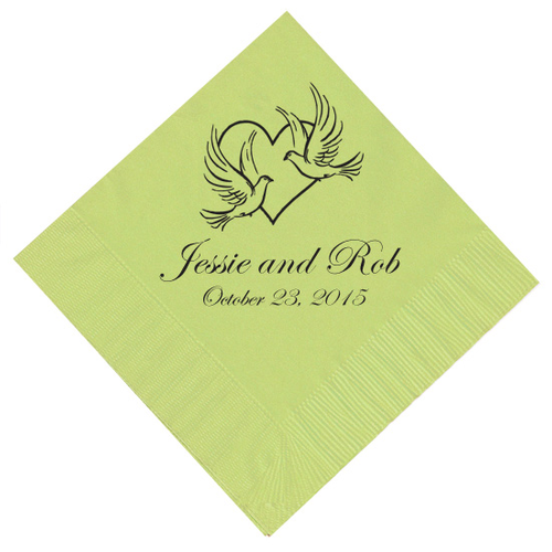Hearts and Doves Personalized Napkins