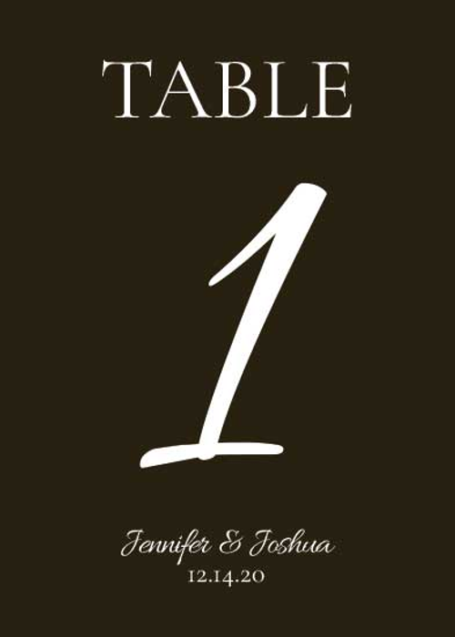 Table Number Cards (D1): Ebony