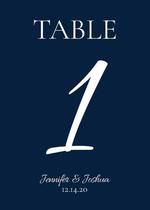 Table Number Cards (D1): Midnight Blue