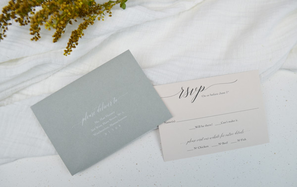 Personalised Wedding RSVP Cards & Envelope *11 colours*
