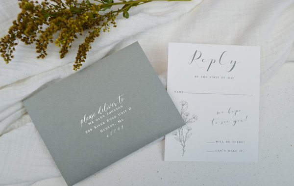 Return Envelopes Different colours Personalised Wedding RSVP/Menu Cards 