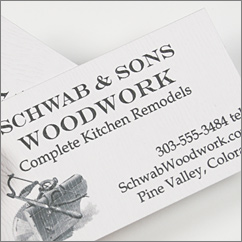 Savanna Limba wood grain card stock used in the design of this business card