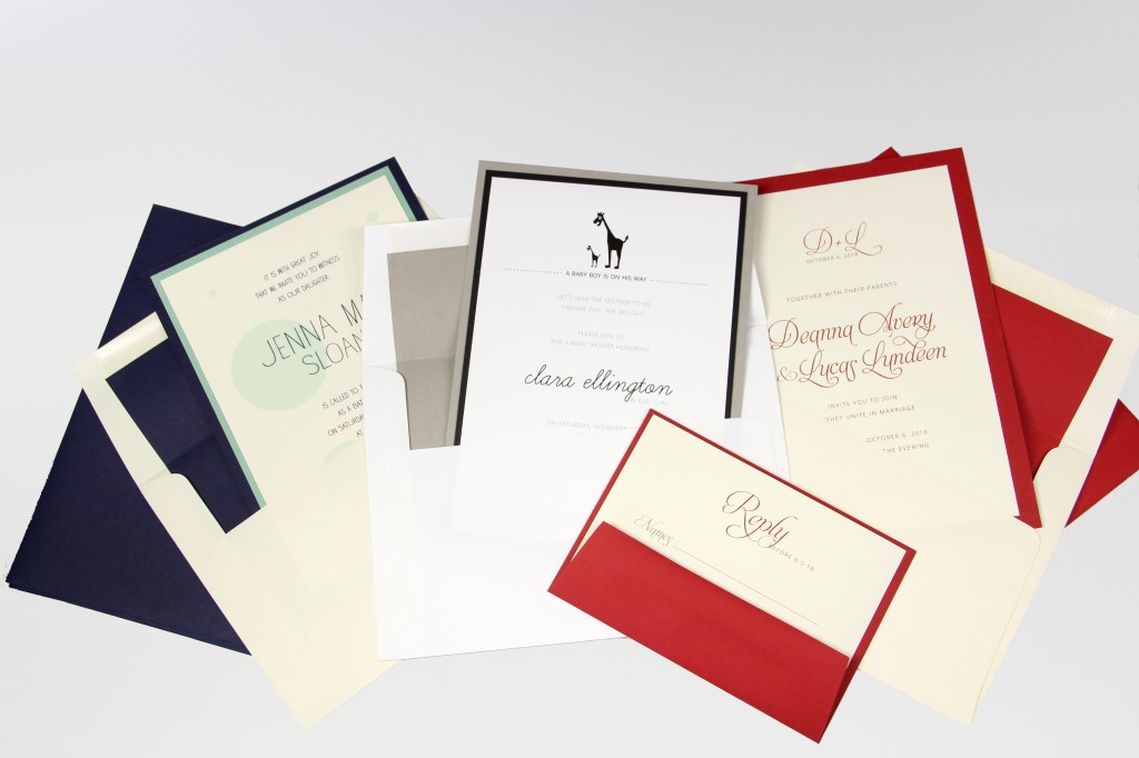 Gmund Colors lined envelopes, invitation cards, RSVP card