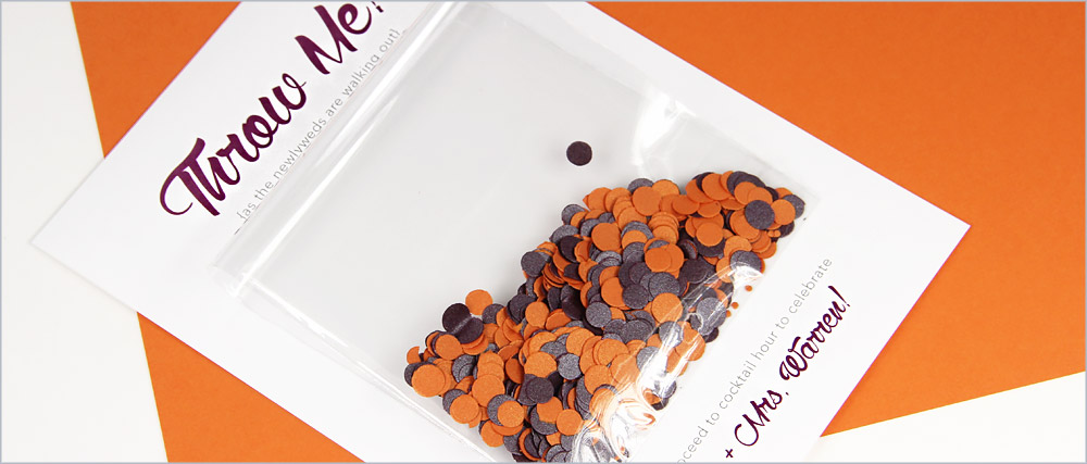 Attach confetti or petal bag to throw me card - pocket program tutorial from LCIPaper.com