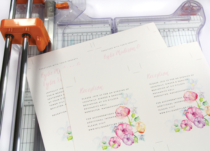 print invitation 2 to a sheet then cut