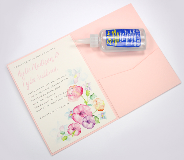 glue invitation to pocket card