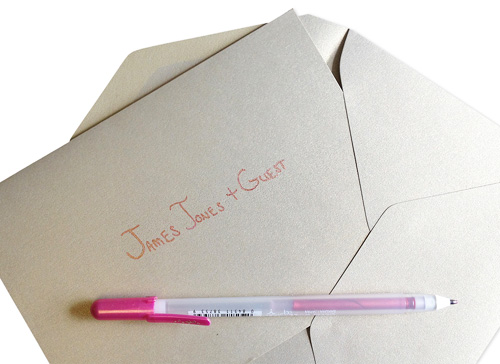 pocket invitation with hand written address