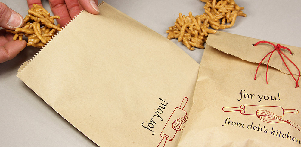 cookies placed in personalized kraft bag
