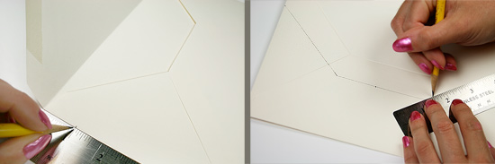 the first step in creating a DIY envelope liner template is to determine how far into the envelope the liner will go and mark to create the base