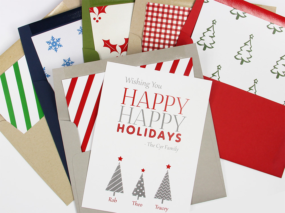 pattern lined holiday envelopes