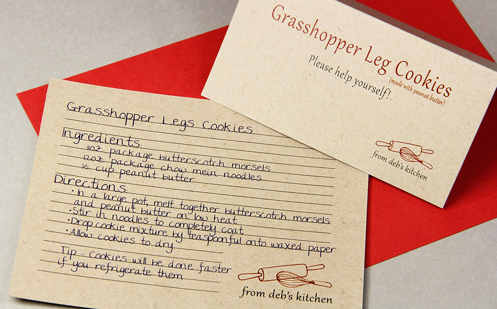 cookie recipe card and tent card made with Desert Storm kraft card stock