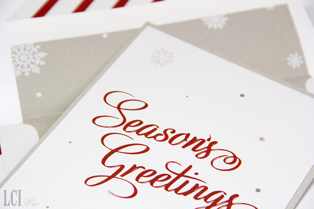 Red, white and gray layered holiday card made by LCI Paper