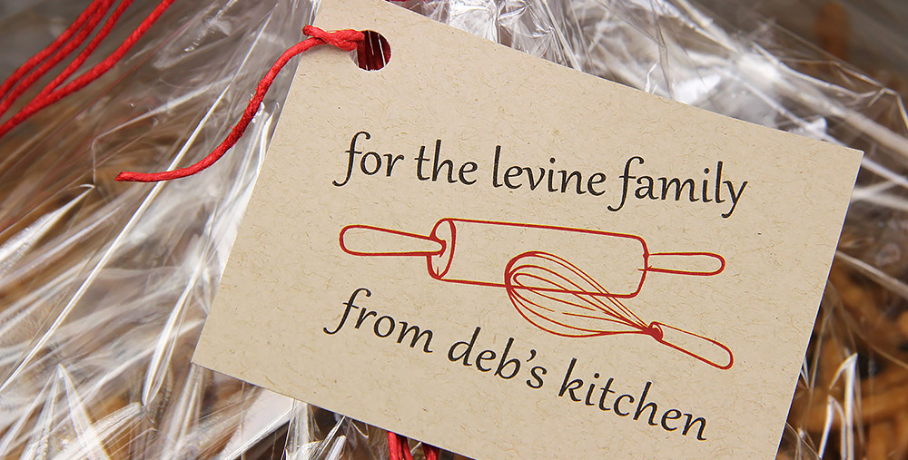 cookie gift tag made with Desert Storm kraft card stock, tied on with hemp twine