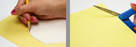 Trace envelope liner template onto decorative envelope lining paper