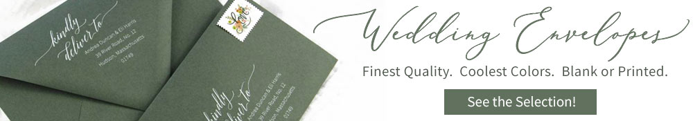 Shop wedding envelopes blank or addressed and printed. 100s of options.