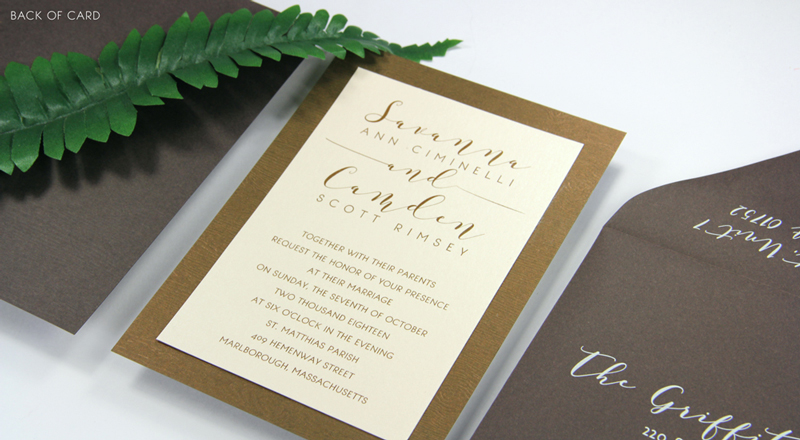 Wood Grain Glowing Makassar Card Stock (#37) with matching Chocolate (#37) smooth matte envelope