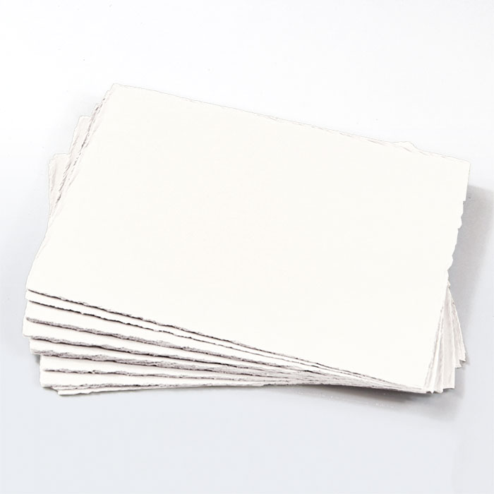Wedding White Deckle Edge Card - A2 Gmund Colors Matt 111C